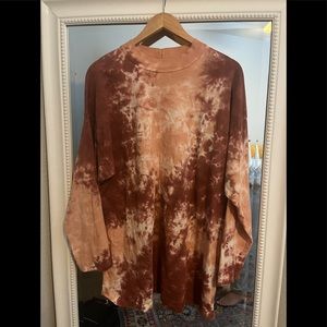 free people long sleeve tie dye shirt L